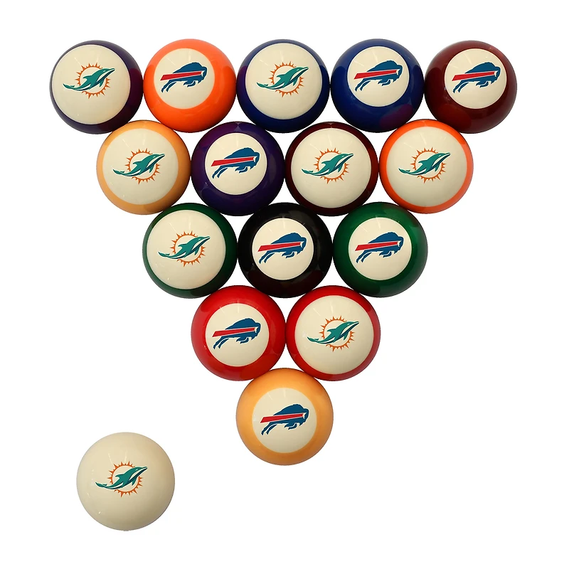 Imperial Miami Dolphins vs. Buffalo Bills Rivalry Retro Billiard Ball Set