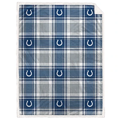 Pegasus  Indianapolis Colts 60" x 90" Plaid Logo Box Royal Plush Sherpa Blanket
