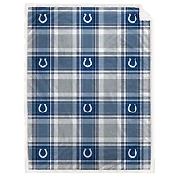 Pegasus  Indianapolis Colts 60" x 90" Plaid Logo Box Royal Plush Sherpa Blanket