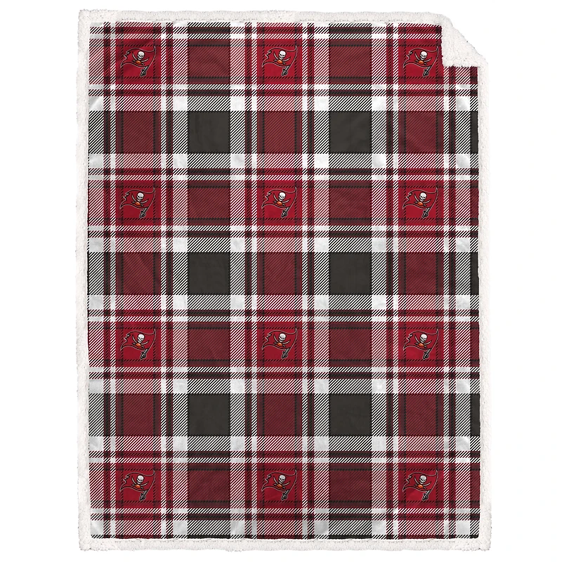 Pegasus  Tampa Bay Buccaneers 60" x 90" Plaid Logo Box Royal Plush Sherpa Blanket
