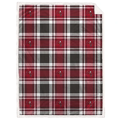 Pegasus  Tampa Bay Buccaneers 60" x 90" Plaid Logo Box Royal Plush Sherpa Blanket