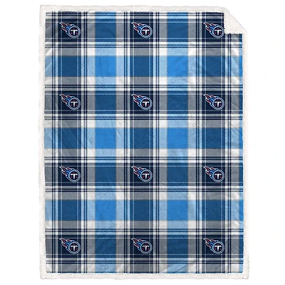 Pegasus  Tennessee Titans 60" x 90" Plaid Logo Box Royal Plush Sherpa Blanket