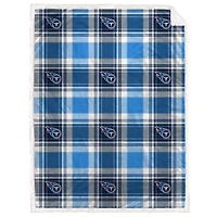 Pegasus  Tennessee Titans 60" x 90" Plaid Logo Box Royal Plush Sherpa Blanket