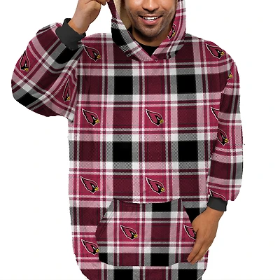 Pegasus  Arizona Cardinals Plaid Logo Box Bloncho with Sherpa Inside