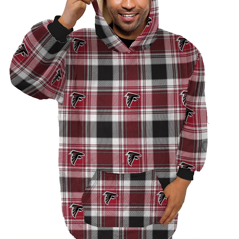 Pegasus  Atlanta Falcons Plaid Logo Box Bloncho with Sherpa Inside