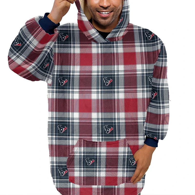 Pegasus  Houston Texans Plaid Logo Box Bloncho with Sherpa Inside