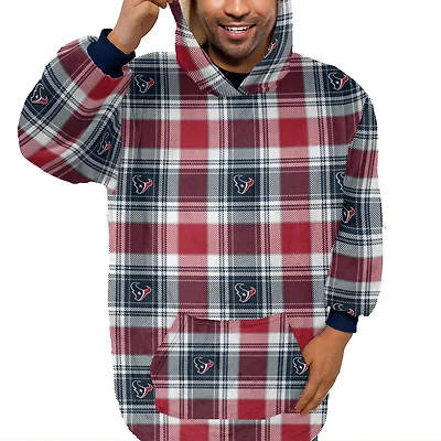 Pegasus  Houston Texans Plaid Logo Box Bloncho with Sherpa Inside