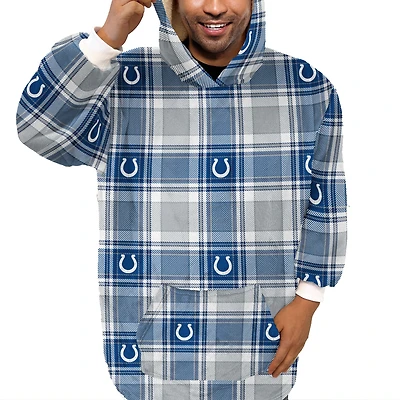 Pegasus  Indianapolis Colts Plaid Logo Box Bloncho with Sherpa Inside