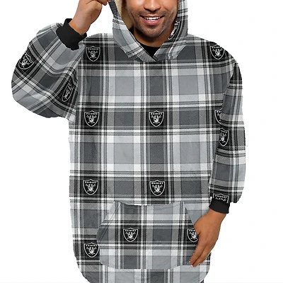 Pegasus  Las Vegas Raiders Plaid Logo Box Bloncho with Sherpa Inside