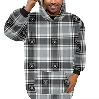 Pegasus  Las Vegas Raiders Plaid Logo Box Bloncho with Sherpa Inside