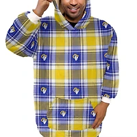 Pegasus  Los Angeles Rams Plaid Logo Box Bloncho with Sherpa Inside