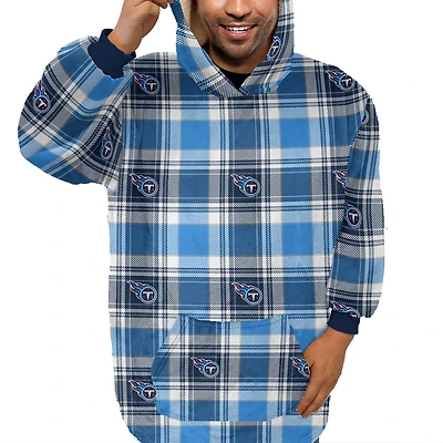 Pegasus  Tennessee Titans Plaid Logo Box Bloncho with Sherpa Inside