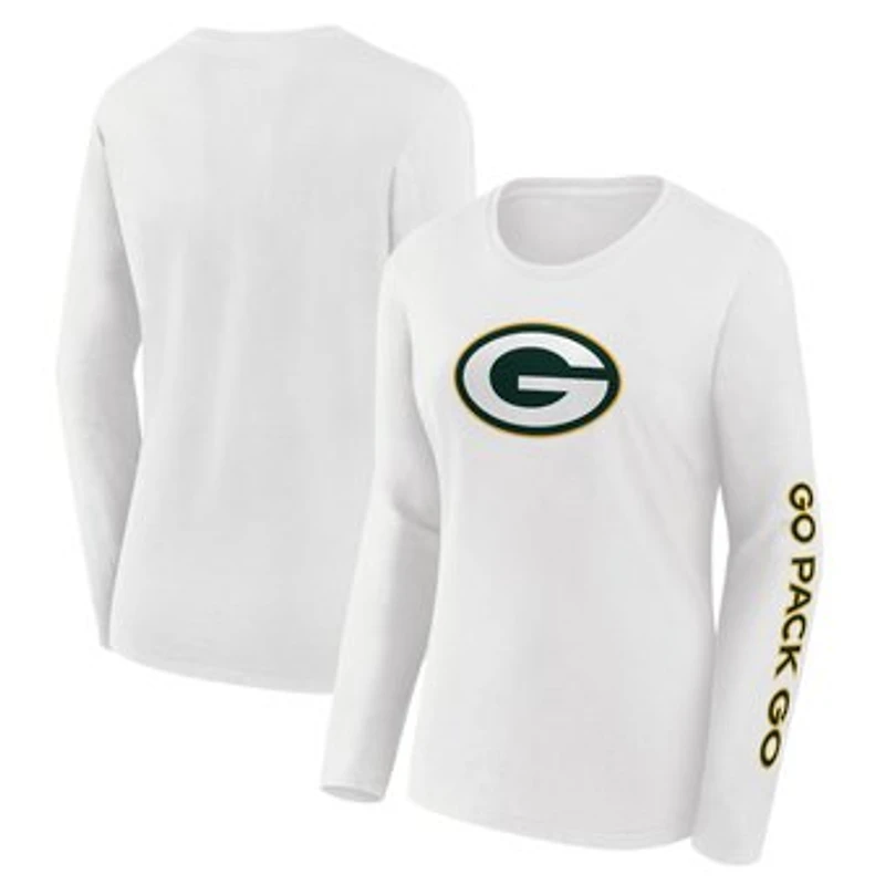 Women's Fanatics White Green Bay Packers Component Lightweight Cotton Long Sleeve T-Shirt