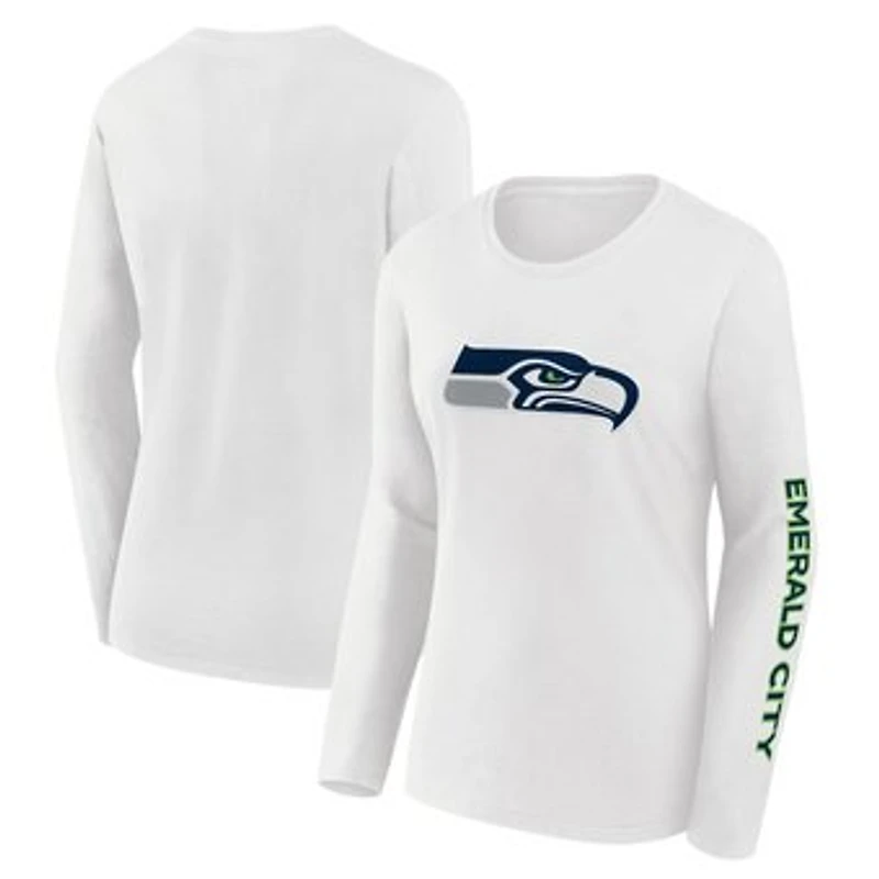 Women's Fanatics White Seattle Seahawks Component Lightweight Cotton Long Sleeve T-Shirt