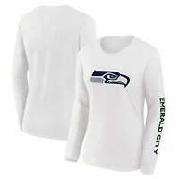 Women's Fanatics White Seattle Seahawks Component Lightweight Cotton Long Sleeve T-Shirt