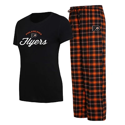 Women's Concepts Sport Black/Orange Philadelphia Flyers Arctic Top & Pajama Pants Sleep Set
