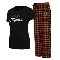 Women's Concepts Sport Black/Orange Philadelphia Flyers Arctic Top & Pajama Pants Sleep Set