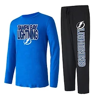 Men's Concepts Sport Black/Blue Tampa Bay Lightning Meter Long Sleeve Top & Pants Sleep Set