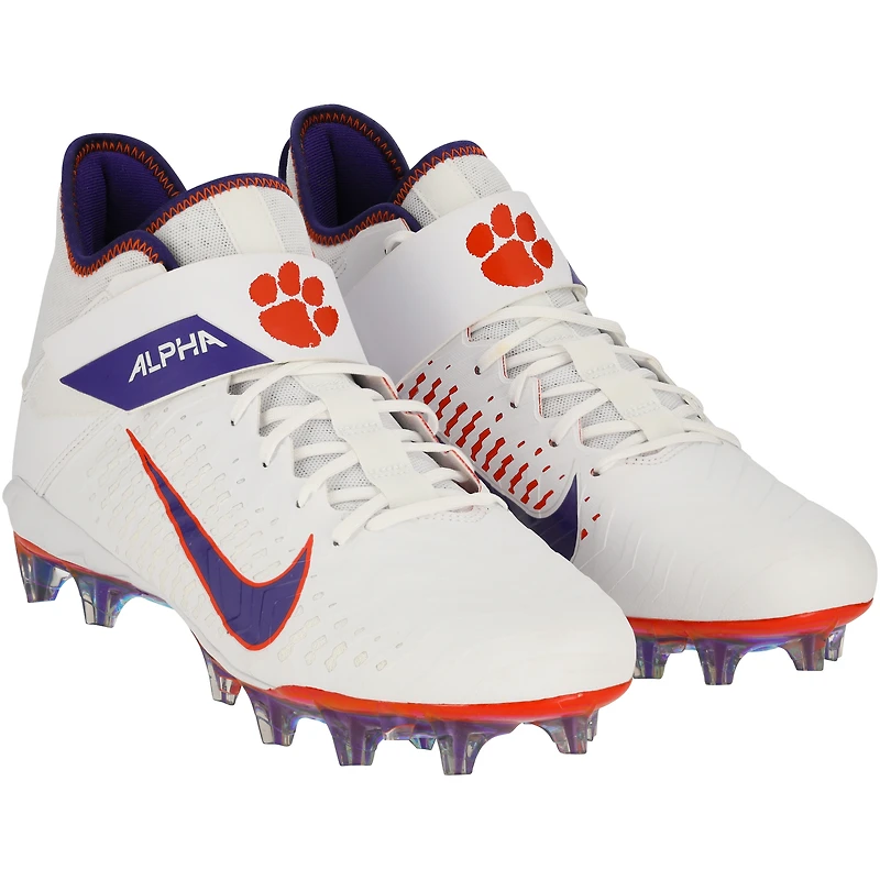 Clemson Tigers Team-Issued White and Purple Alpha Menace Cleats from the Football Program