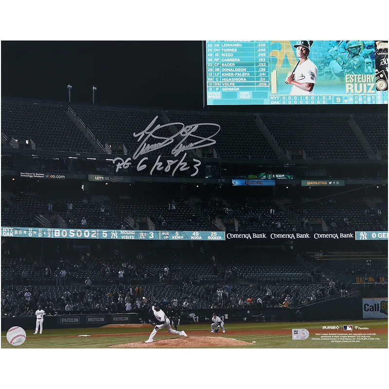 Domingo German New York Yankees Autographed 16" x 20" 9th Inning Pitching Scoreboard Photograph with "P.G. 6/28/23" Inscription