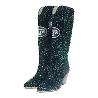 Women's Cuce  Green New York Jets Knee-High Sequin Boots