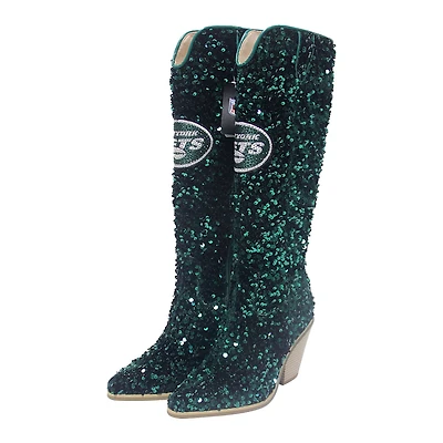 Women's Cuce Green New York Jets Knee-High Sequin Boots