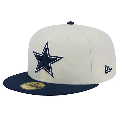 Men's New Era  Cream/Navy Dallas Cowboys Main 59FIFTY Fitted Hat