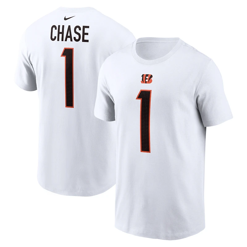 Men's Nike Ja'Marr Chase  White Cincinnati Bengals  Player Name & Number T-Shirt