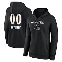 Women's Black Baltimore Ravens Personalized Name & Number Team Wordmark Pullover Hoodie