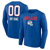 Men's Royal Buffalo Bills Personalized Name & Number Team Wordmark Long Sleeve T-Shirt