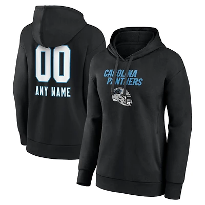Women's Black Carolina Panthers Personalized Name & Number Team Wordmark Pullover Hoodie