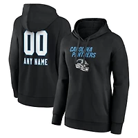 Women's Black Carolina Panthers Personalized Name & Number Team Wordmark Pullover Hoodie
