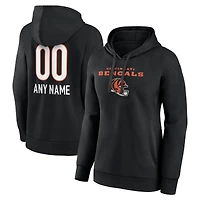 Women's Black Cincinnati Bengals Personalized Name & Number Team Wordmark Pullover Hoodie