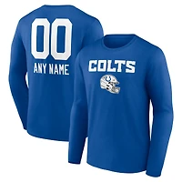 Men's Royal Indianapolis Colts Personalized Name & Number Team Wordmark Long Sleeve T-Shirt