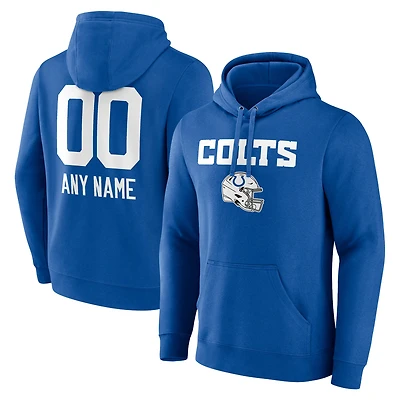 Men's Royal Indianapolis Colts Personalized Name & Number Team Wordmark Pullover Hoodie