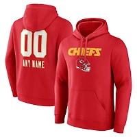 Men's Red Kansas City Chiefs Personalized Name & Number Team Wordmark Pullover Hoodie