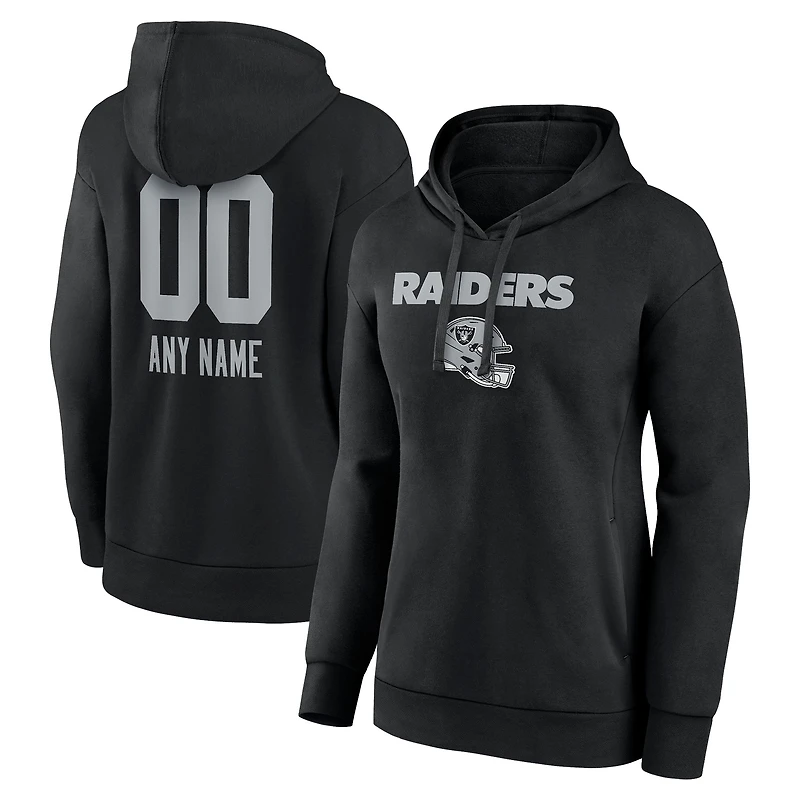 Women's Black Las Vegas Raiders Personalized Name & Number Team Wordmark Pullover Hoodie