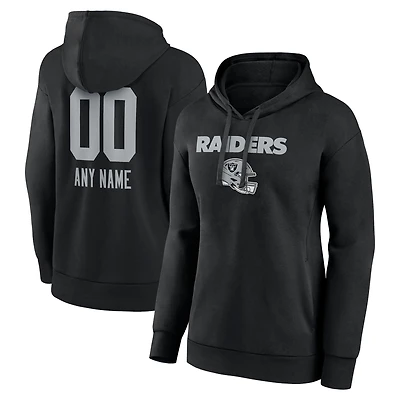 Women's Black Las Vegas Raiders Personalized Name & Number Team Wordmark Pullover Hoodie
