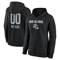 Women's Black Las Vegas Raiders Personalized Name & Number Team Wordmark Pullover Hoodie