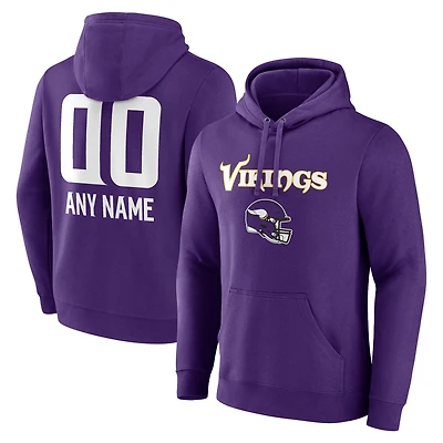 Men's Purple Minnesota Vikings Personalized Name & Number Team Wordmark Pullover Hoodie