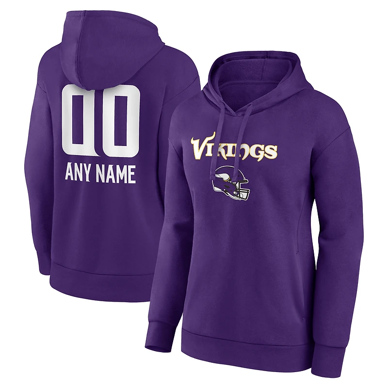 Women's Purple Minnesota Vikings Personalized Name & Number Team Wordmark Pullover Hoodie