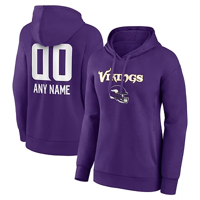 Women's Purple Minnesota Vikings Personalized Name & Number Team Wordmark Pullover Hoodie