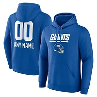 Men's Royal New York Giants Personalized Name & Number Team Wordmark Pullover Hoodie