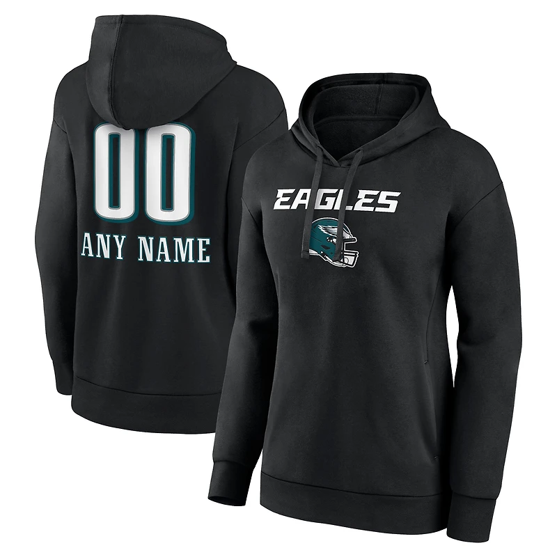 Women's Black Philadelphia Eagles Personalized Name & Number Team Wordmark Pullover Hoodie