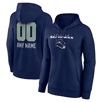Women's College Navy Seattle Seahawks Personalized Name & Number Team Wordmark Pullover Hoodie