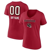 Women's Red Tampa Bay Buccaneers Personalized Name & Number Team Wordmark V-Neck T-Shirt