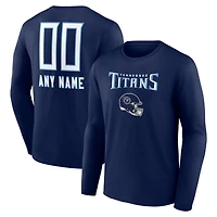 Men's Navy Tennessee Titans Personalized Name & Number Team Wordmark Long Sleeve T-Shirt