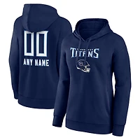 Women's Navy Tennessee Titans Personalized Name & Number Team Wordmark Pullover Hoodie