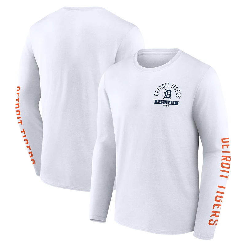 Men's Fanatics  White Detroit Tigers Press Box Long Sleeve T-Shirt