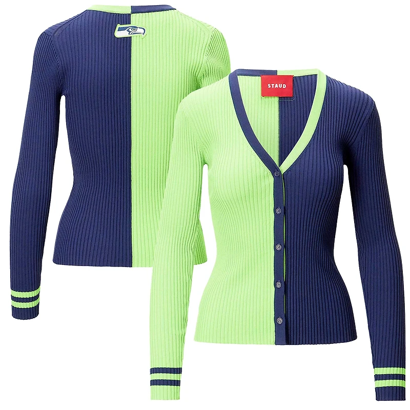 Women's STAUD Neon Green/Navy Seattle Seahawks Cargo Sweater